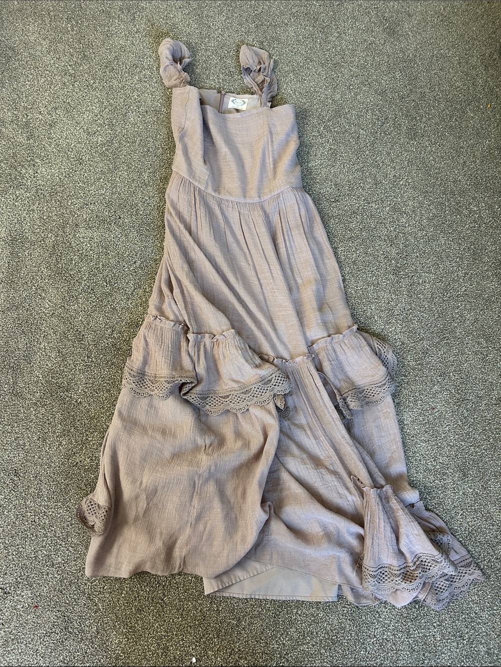 Joyfolie Mauve Lace-Trim Maxi Dress